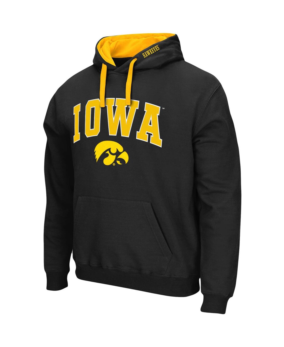 Colosseum Men's  Black Iowa Hawkeyes Big And Tall Arch & Logo 2.0 Pullover Hoodie In Black