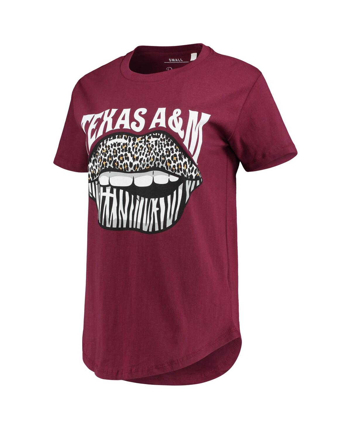 Shop Pressbox Women's  Maroon Texas A&m Aggies Wild Lips Core T-shirt