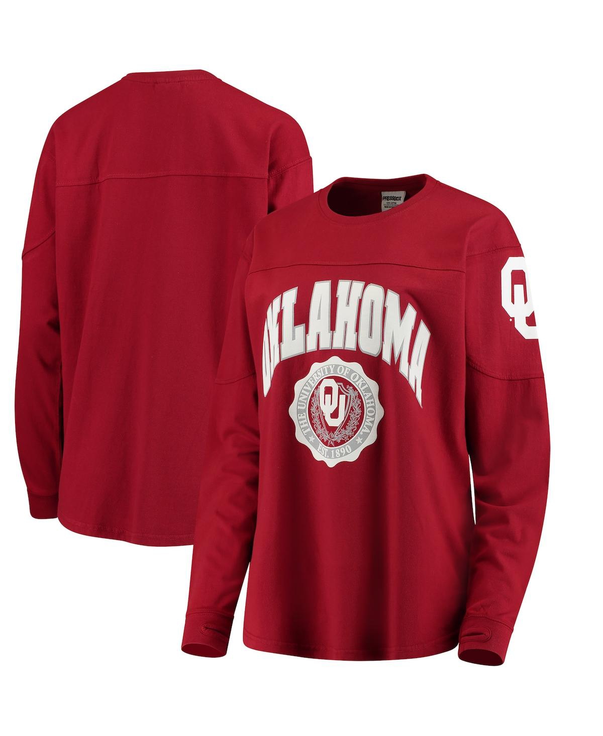 PRESSBOX WOMEN'S CRIMSON OKLAHOMA SOONERS EDITH LONG SLEEVE T-SHIRT 