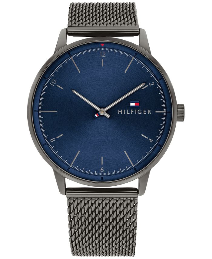 Tommy hilfiger men's black ip mesh bracelet watch discount
