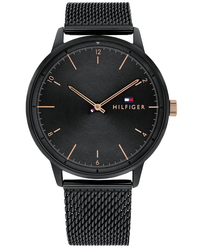 Tommy Hilfiger - Men's Black Stainless Steel Mesh Bracelet Watch 43mm