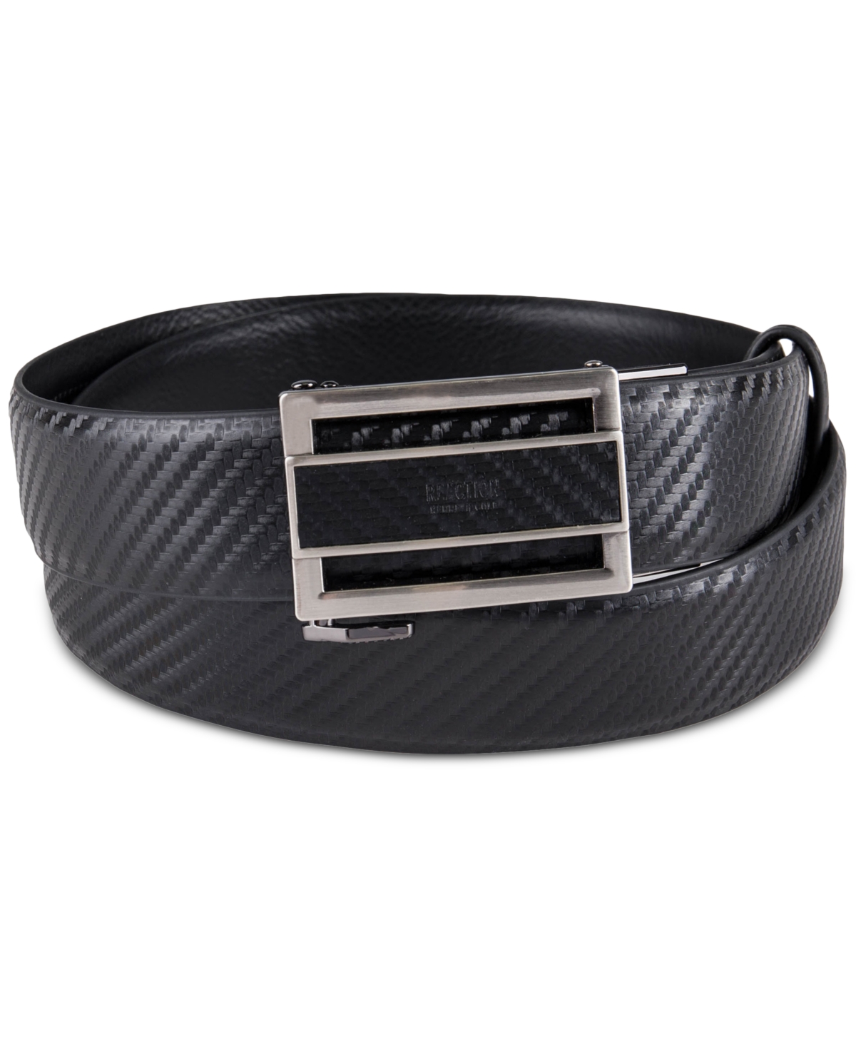 Kenneth Cole Reaction Men's Faux Leather Inlay Track Belt In Black,black