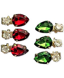 Holiday Lane 6-Pc. Gold-Tone Crystal & Color Stone Christmas Light Hair Clip Set, Created for Macy's