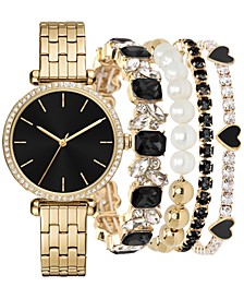 Women's Holiday 2022 Gold-Tone Metal Alloy Bracelet Watch 40mm Gift Set