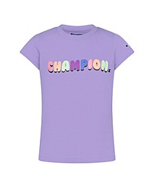 Big Girls Rainbow Bubble Letters Graphic T-shirt