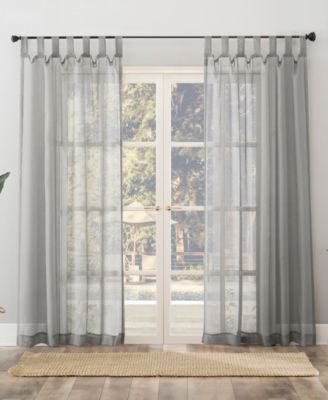 No. 918 Amina Open Weave Indoor Or Outdoor Sheer Tab Top Curtain Panel Collection In White