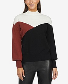 Women's Colorblock Mock Neck Sweater