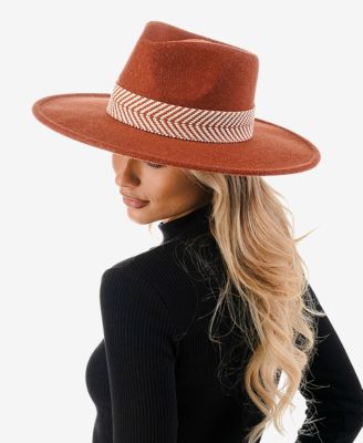 Women's Chevron Trim Wool Blend Panama Hat