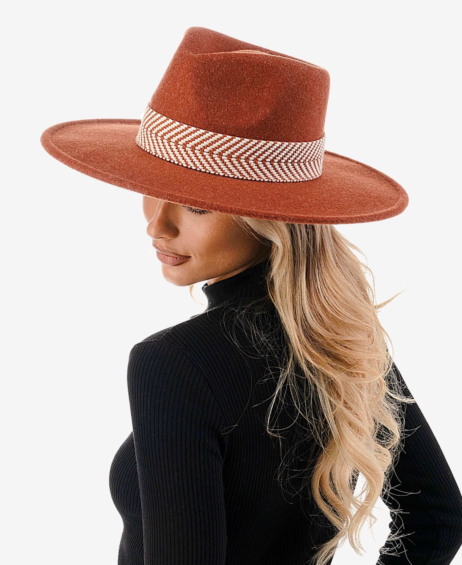 Women's Chevron Trim Wool Blend Panama Hat