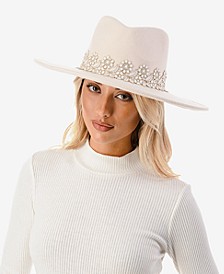 Women's Lace Trim Wool Blend Panama Hat