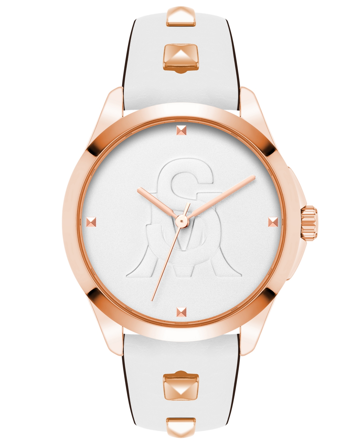 Women's Analog White Synthetic Leather with Rose Gold-Tone Alloy Accents Strap Watch, 38mm - Rose Gold-Tone, White