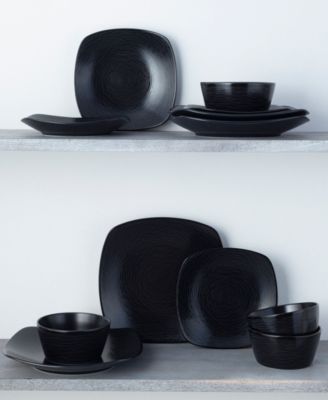 Colorscapes Swirl Square Set 12 Piece Dinnerware Set, Service For 4