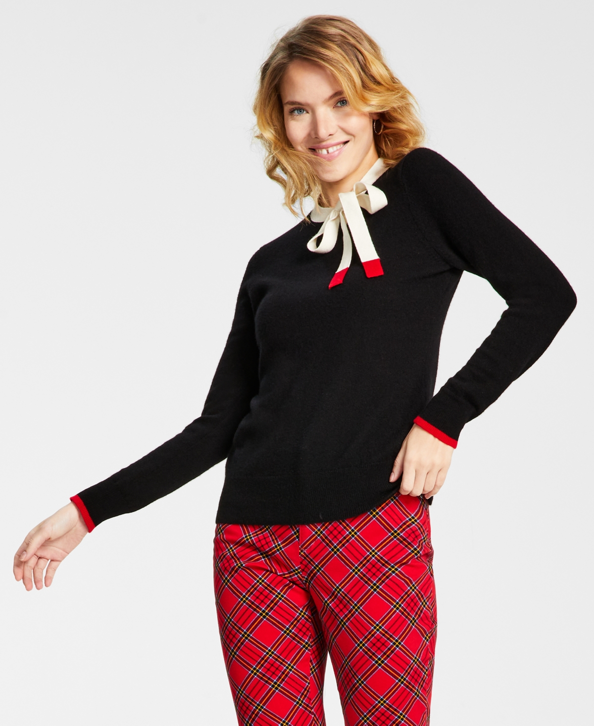 Charter Club Women's Bow Detail Cashmere Sweater, Created for Macy's