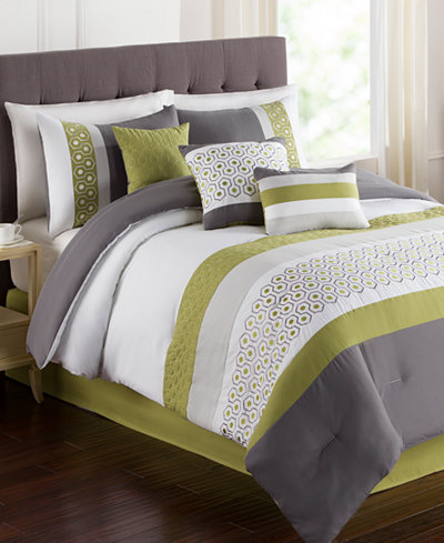 CLOSEOUT! Grove 7 Piece Queen Embroidered Comforter Set