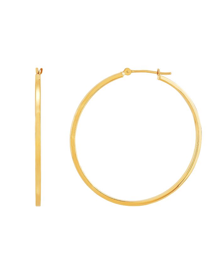 Macy's Medium Flat-Edge Hoop Earrings in 10k Gold (Also in 10k Rose Gold  and 10k White Gold), 1-1/2