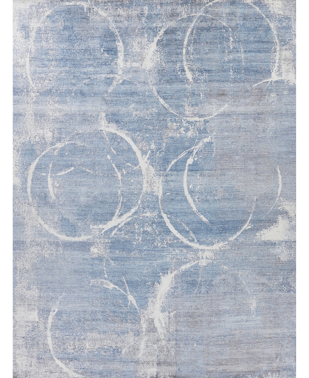 Exquisite Rugs Fine Pure Silk MOS5225 9' x 12' Area Rug - Blue, Gray