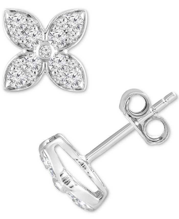 Forever Grown Diamonds LabCreated Diamond Flower Stud Earrings (1/2 ct