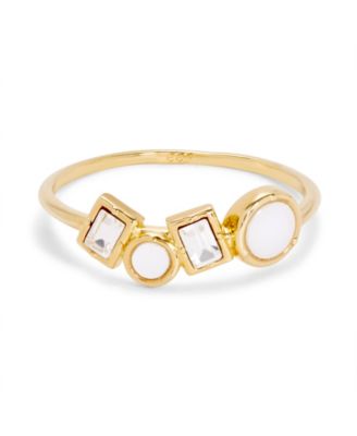 Baguette Crystals and Mother of Imitation Pearl Inlay Micah Extra Thin Ring