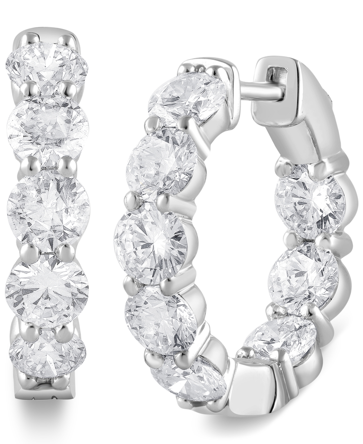 Lab Grown Diamond In & Out Hoop Earrings (5 ct. t.w.) in 14k White Gold - White Gold