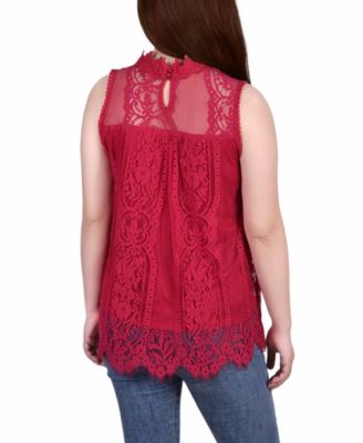 Mock-Neck Lace Top