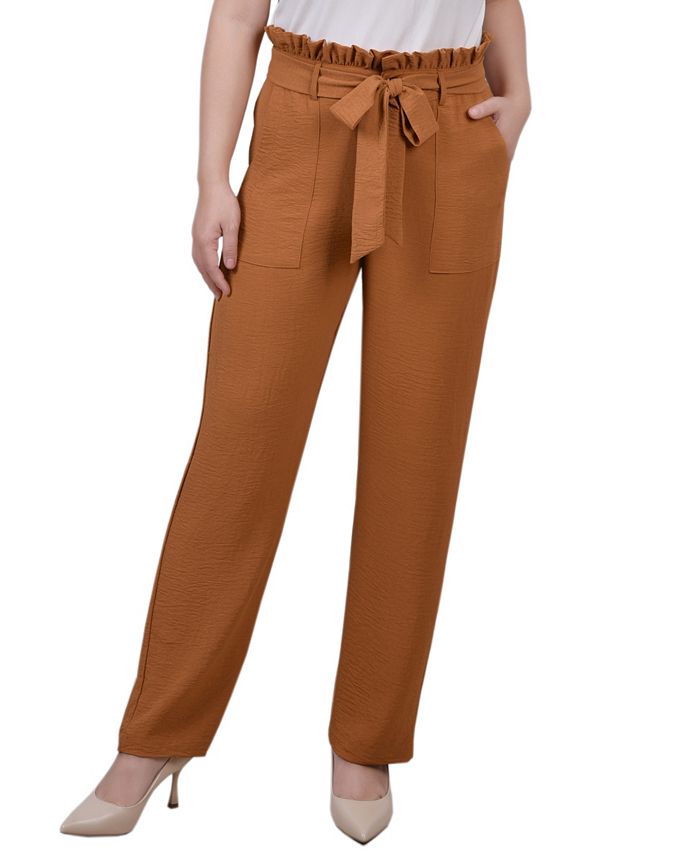 NY Collection Women's Full Length Paper Bag Waist Pants Macy's