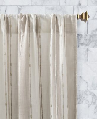 Slub Texture Stripe Cotton Cafe Curtain Pair