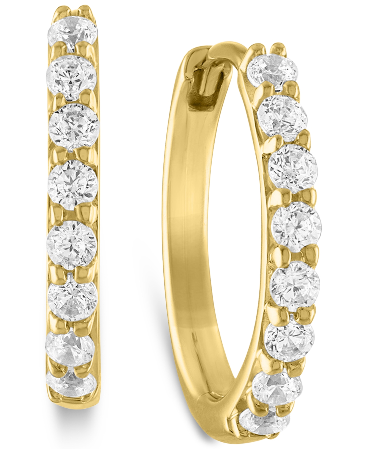 Lab-Created Diamond Small Hoop Earrings (1/4 ct. t.w.) in 10k White or Yellow Gold - Yellow Gold