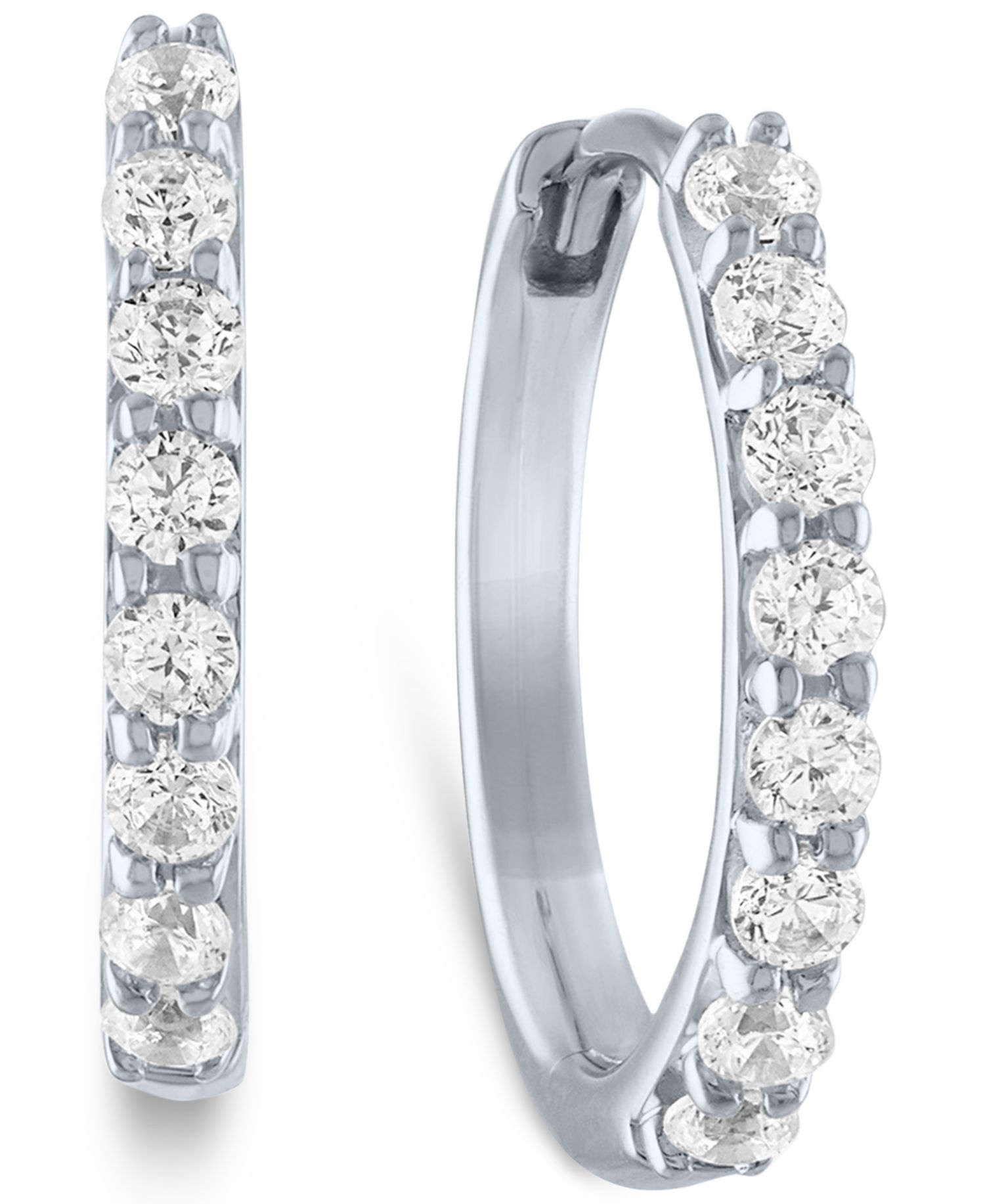 Lab-Created Diamond Small Hoop Earrings (1/4 ct. t.w.) in 10k White or Yellow Gold