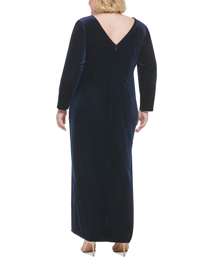 Eliza J Plus Size Long-Sleeve Velvet Maxi Dress & Reviews - Dresses ...