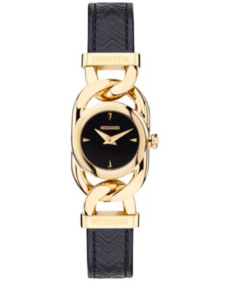 Missoni - Women's Swiss Gioiello Black Leather Strap Watch 23mm