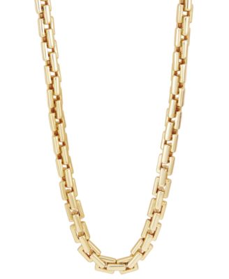 Macy's Men's Square Link 22" Chain Necklace In 18k Gold-Plated Sterling ...