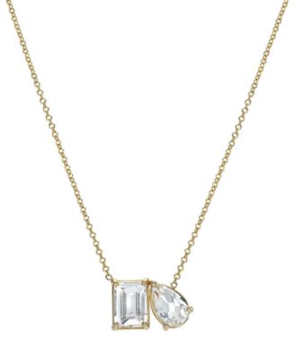 Zoe Lev - White Topaz Toi et Moi Pendant Necklace (3-1/2 ct. t.w.) in 14k Gold, 16" + 2" extender