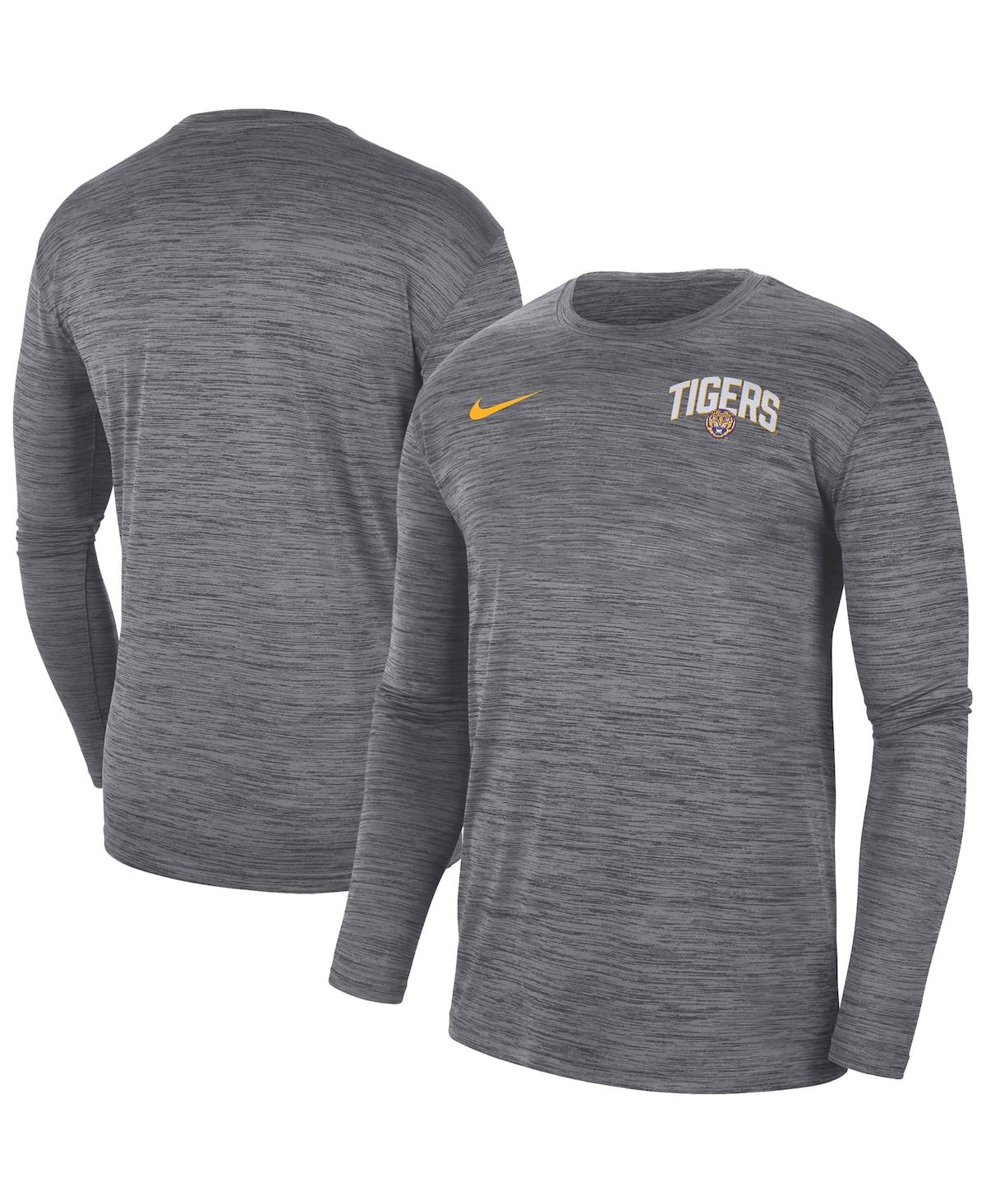 Men's Nike Anthracite Lsu Tigers 2022 Sideline Game Day Velocity Performance Long Sleeve T-shirt