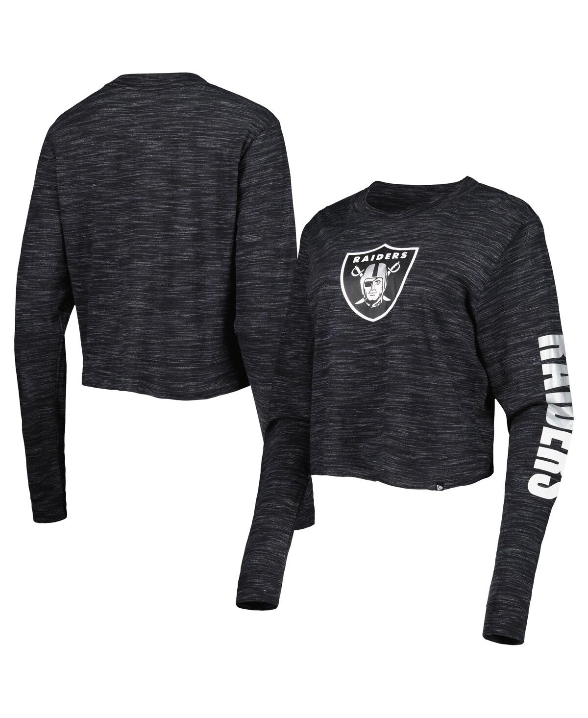 NEW ERA WOMEN'S NEW ERA BLACK LAS VEGAS RAIDERS CROP LONG SLEEVE T-SHIRT 
