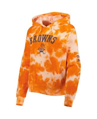 Women's Orange Cleveland Browns Cloud Dye Fleece Pullover Hoodie