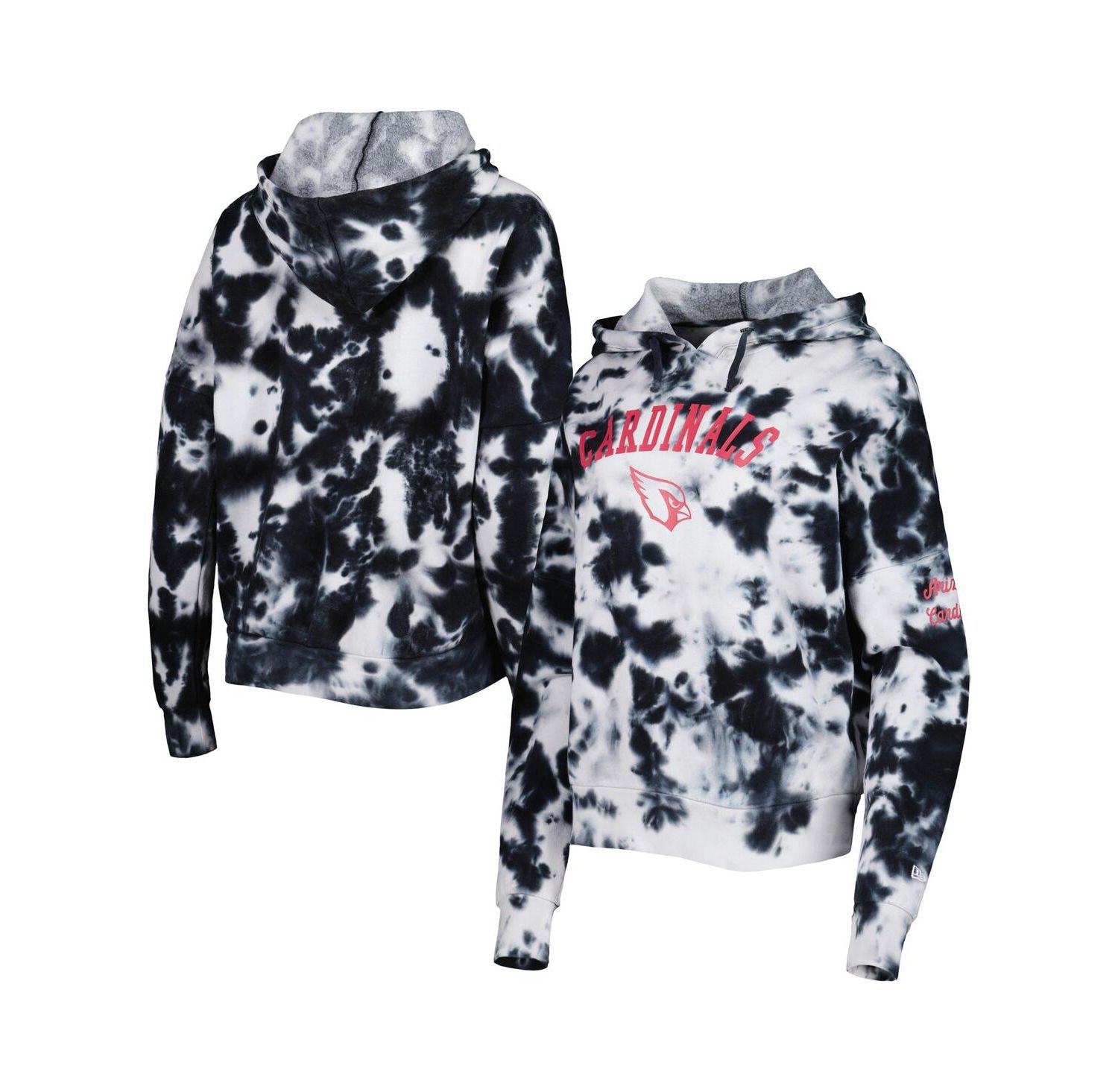 Women's Black Arizona Cardinals Cloud Dye Fleece Pullover Hoodie