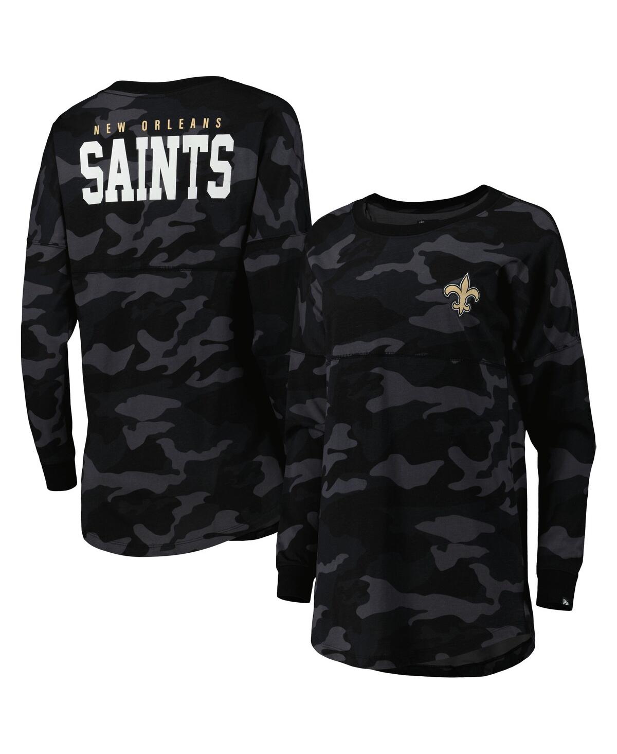 New Era Women's  Black New Orleans Saints Camo Long Sleeve T-shirt