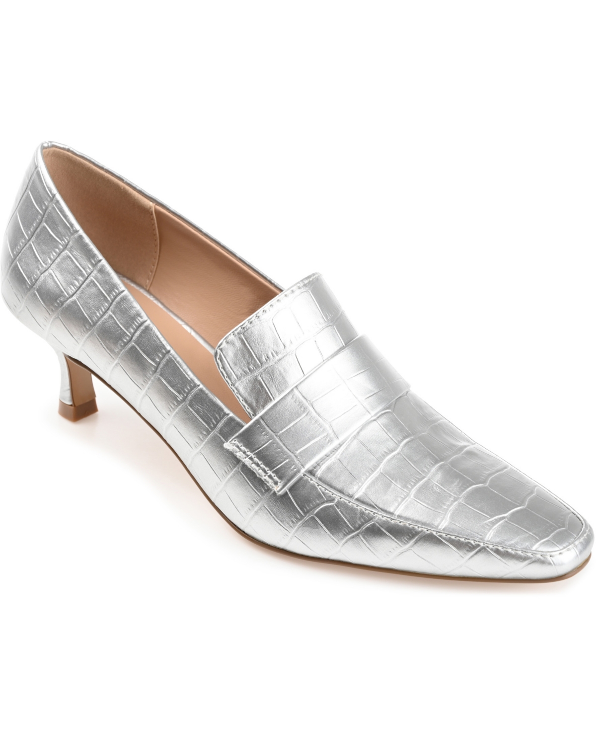 Journee Collection Women's Celina Kitten Heel Loafers In Silver