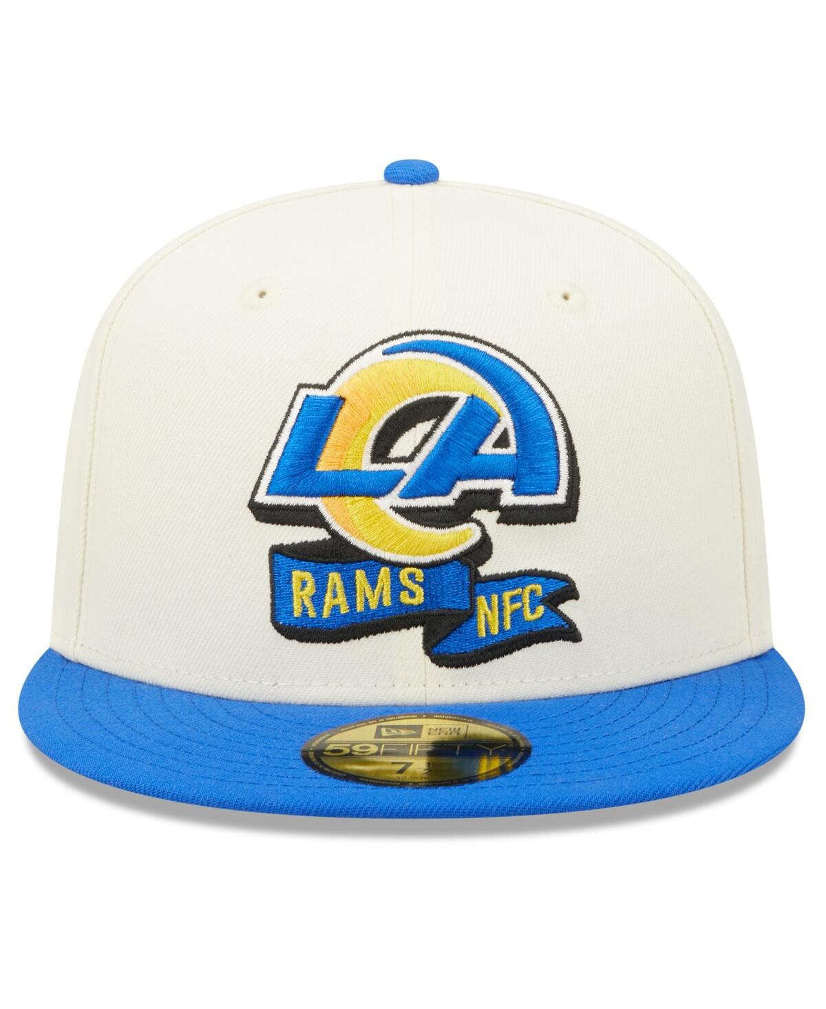 NEW ERA MEN'S NEW ERA CREAM, ROYAL LOS ANGELES RAMS 2022 SIDELINE 59FIFTY FITTED HAT 