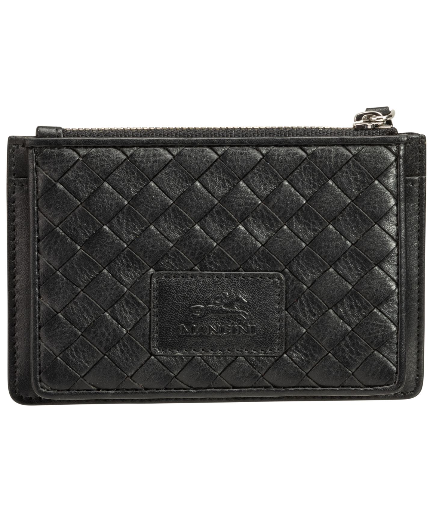 Женская картхолдер-монетница Mancini Basket Weave с RFID-защитой, цвет: Чёрный — фото 1