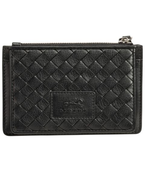 Mancini Basket Weave Collection RFID Secure Card Case and Coin Pocket