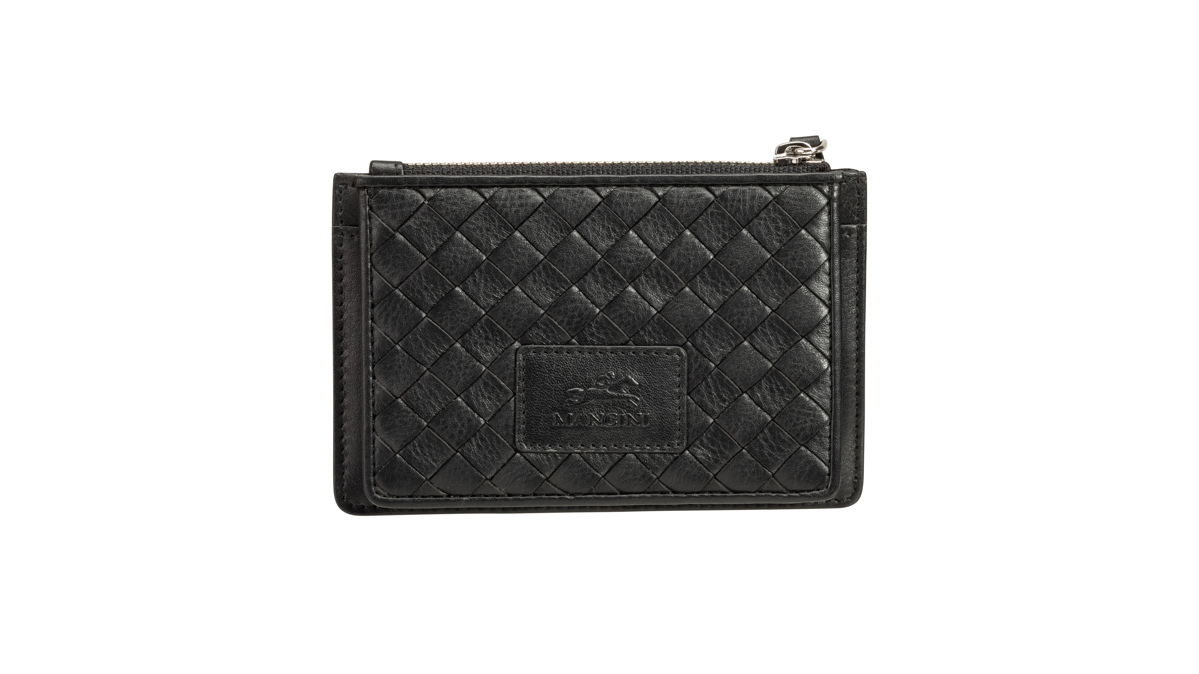 Mancini Women's Basket Weave Collection Rfid Secure Card Case and Coin Pocket