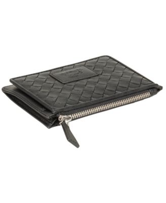 Women's Basket Weave Collection RFID Secure Card Case and Coin Pocket
