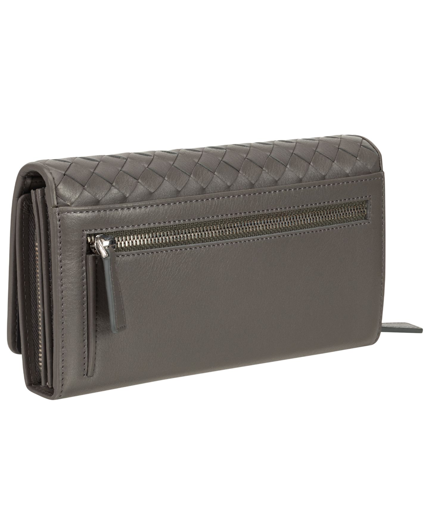 Женский кошелёк-клатч Mancini Basket Weave с RFID-защитой, цвет: Серый — фото 3