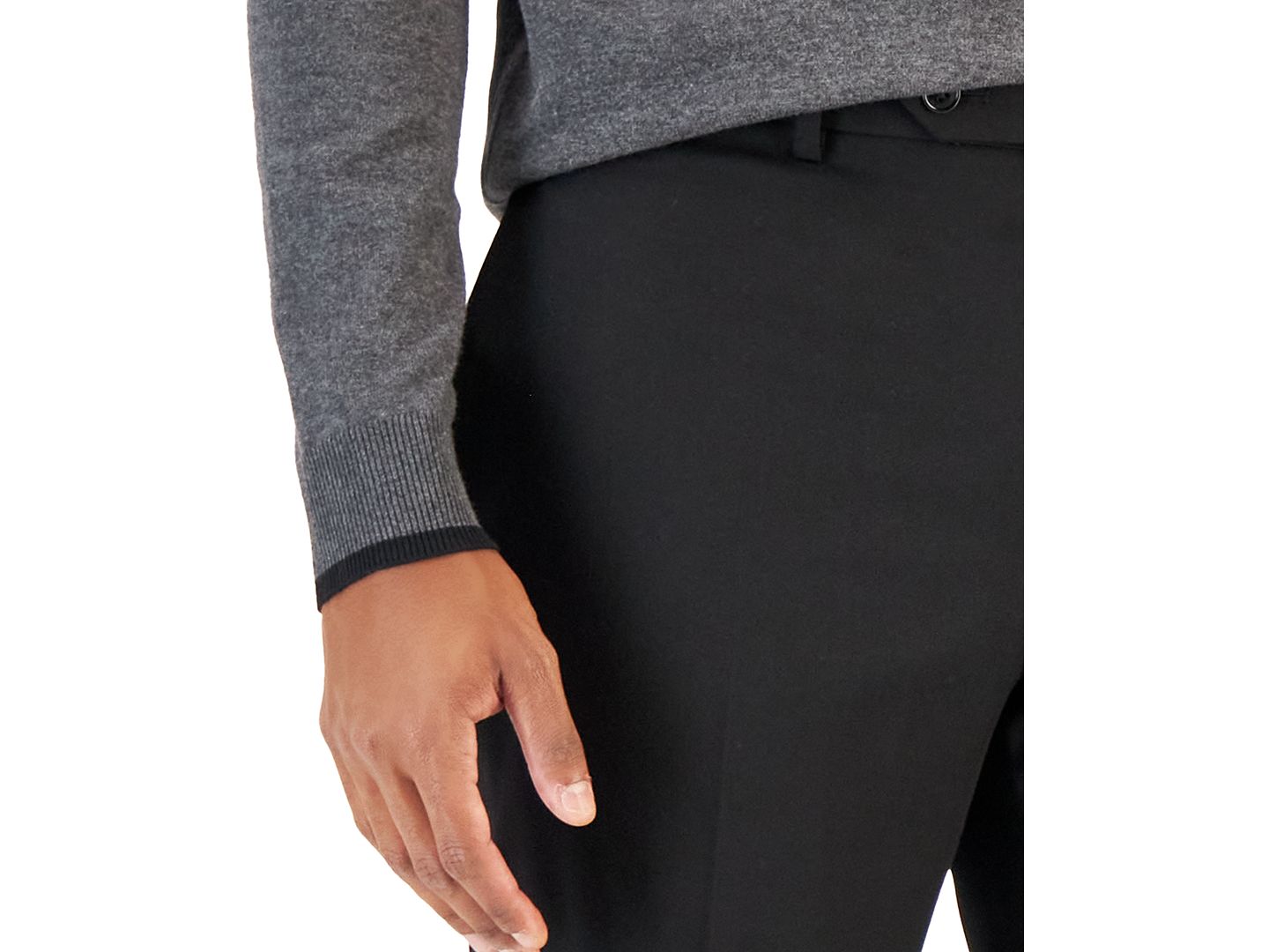 Мужской однотонный приталенный костюм-двойка Van Heusen Flex, цвет: Глубокий чёрный — фото 7