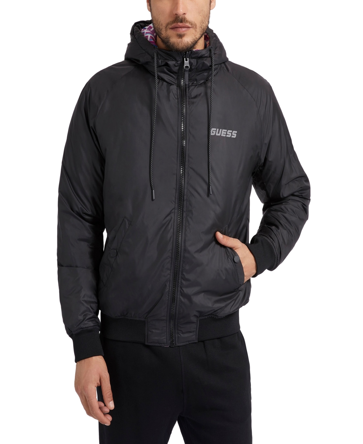 Guess men's reversible puffer jacket hotsell
