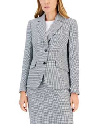 Women's Mini Houndstooth Two-Button Jacket & Flare-Leg Pants & Pencil Skirt Set