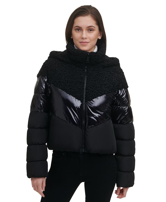 Alfani Petite Mixed-Media Zip-Front Jacket, Created for Macy's - Macy's