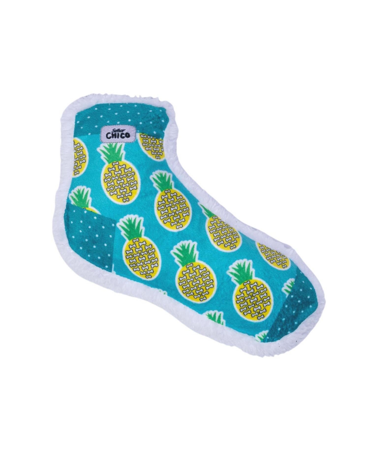 Squeaking Pineapple Printed Sock Comfort Plush Dog Toy - Open Miscellaneous