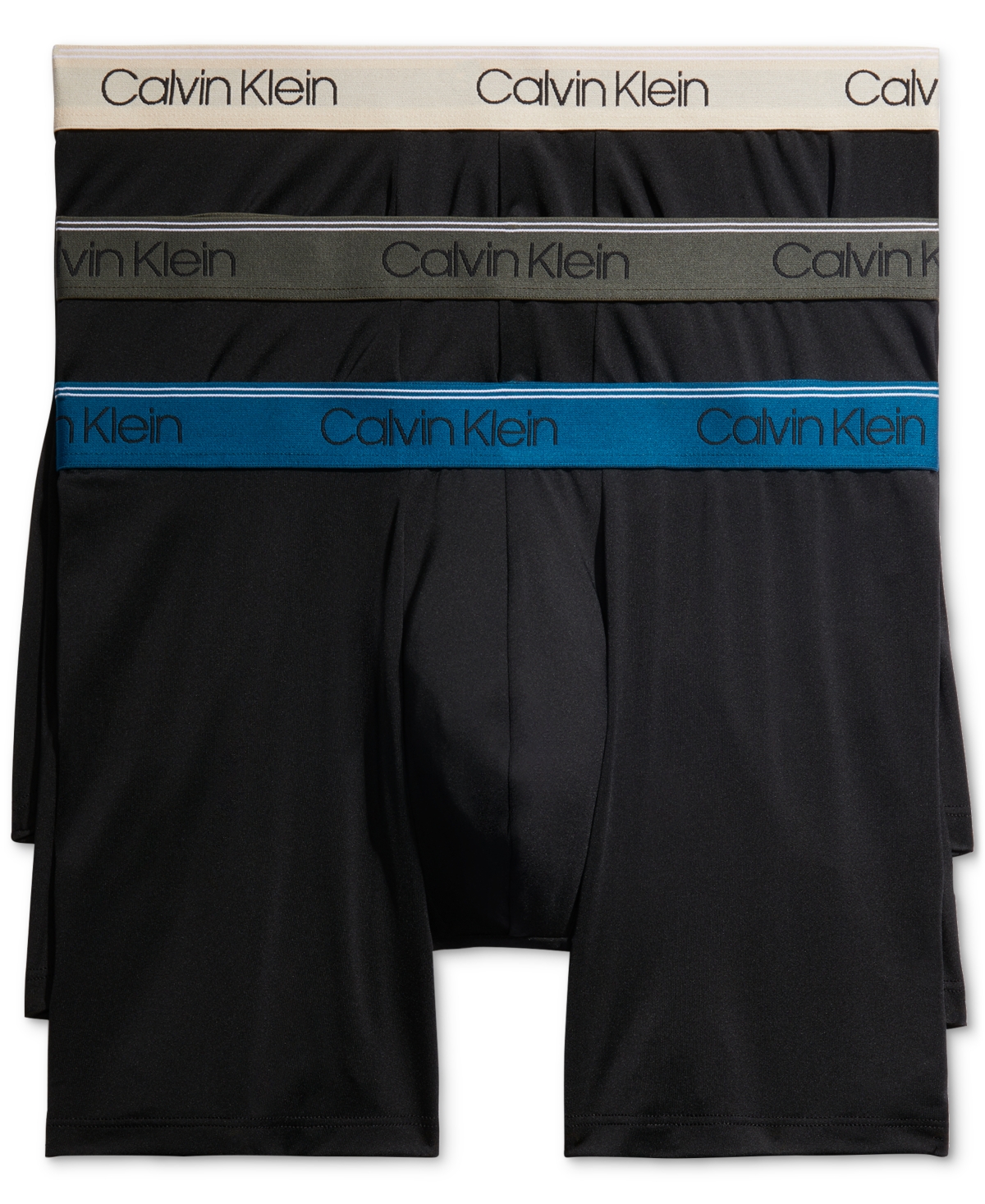 Calvin Klein Microfiber Stretch Wicking Boxer Briefs, Pack Of 3 In Brnoverflw